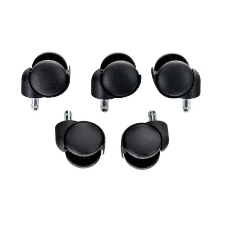 Lot de 5 roulettes de sol en plastique noir