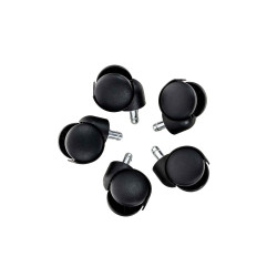 Set 5 ruote per sedia da ufficio in polipropilene nero