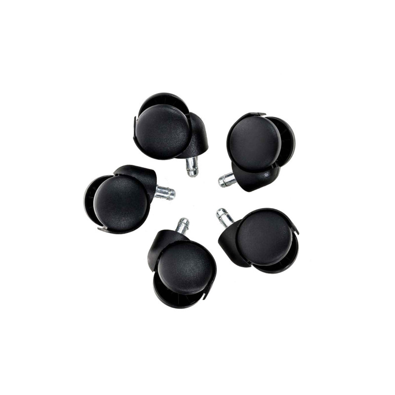 Set 5 ruote per sedia da ufficio in polipropilene nero