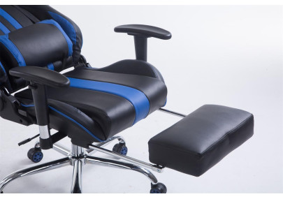 Fauteuil de bureau racing Limit V2 en similicuir avec repose-pieds, noir/bleu