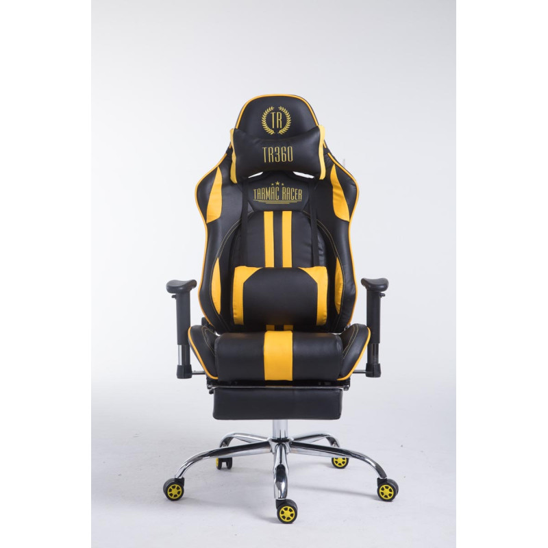 Chaise de bureau Racing Limit V2 en similicuir avec repose-pieds Noir/Jaune
