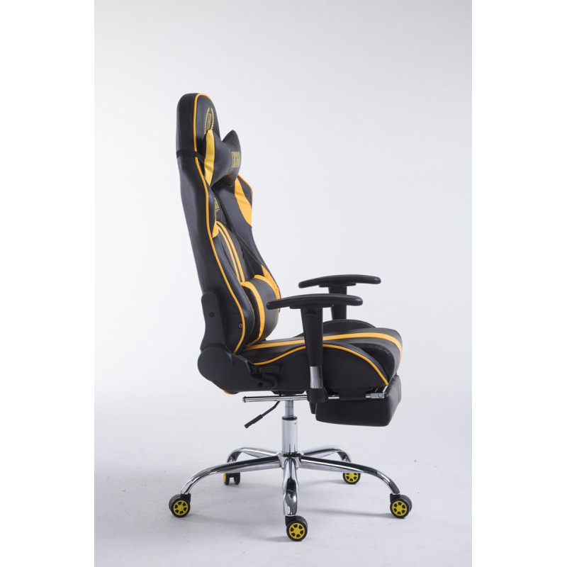 Chaise de bureau Racing Limit V2 en similicuir avec repose-pieds Noir/Jaune