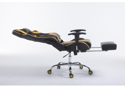 Chaise de bureau Racing Limit V2 en similicuir avec repose-pieds Noir/Jaune