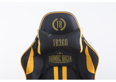 Chaise de bureau Racing Limit V2 en similicuir avec repose-pieds Noir/Jaune