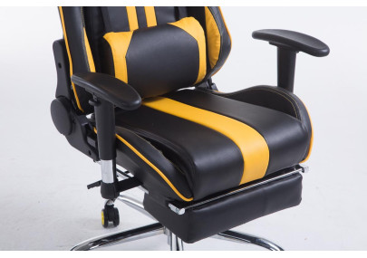 Chaise de bureau Racing Limit V2 en similicuir avec repose-pieds Noir/Jaune
