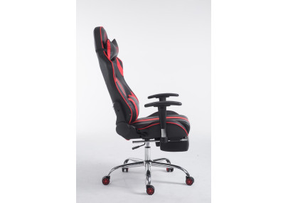 Fauteuil de bureau racing Limit V2 en similicuir avec repose-pieds, noir/rouge