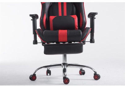 Fauteuil de bureau racing Limit V2 en similicuir avec repose-pieds, noir/rouge