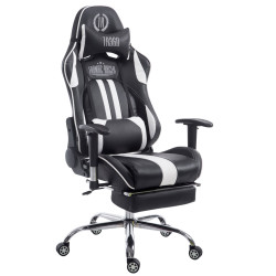 Fauteuil de bureau racing Limit V2 en similicuir avec repose-pieds, noir/blanc