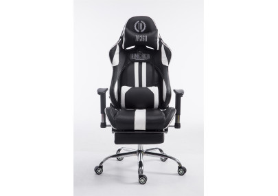 Silla de oficina Limit en cuero sintético Negro/blanco,Con reposapiés