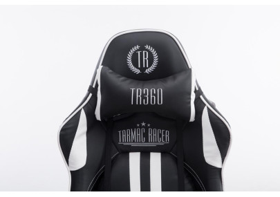 Fauteuil de bureau racing Limit V2 en similicuir avec repose-pieds, noir/blanc