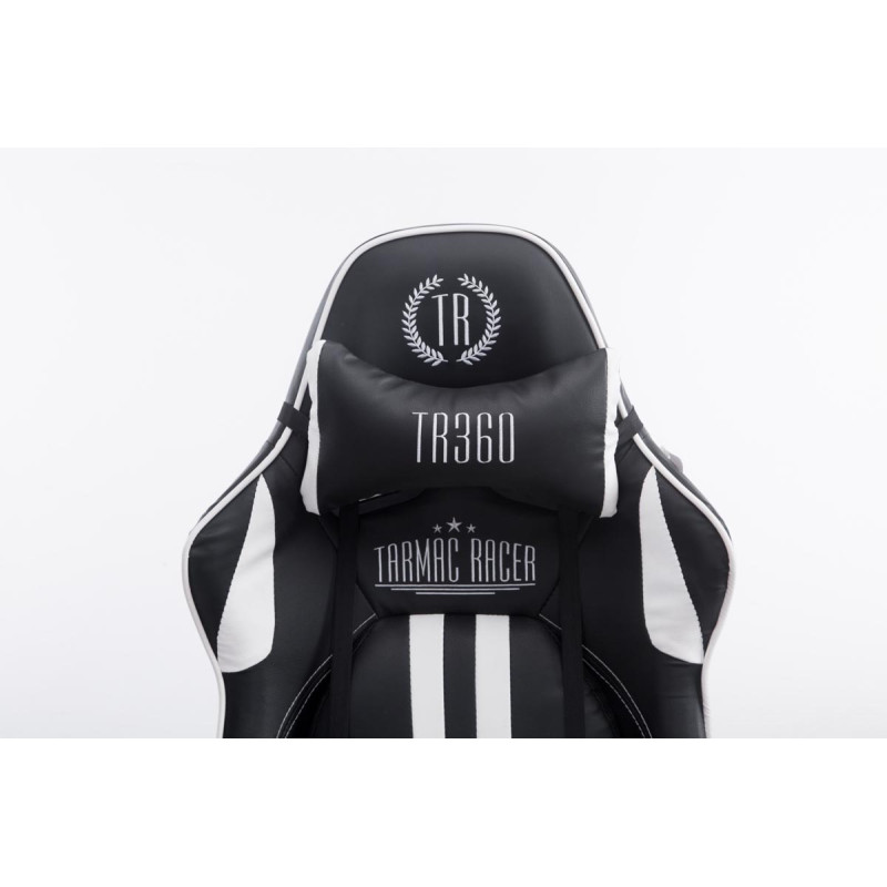 Fauteuil de bureau racing Limit V2 en similicuir avec repose-pieds, noir/blanc