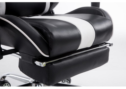 Fauteuil de bureau racing Limit V2 en similicuir avec repose-pieds, noir/blanc