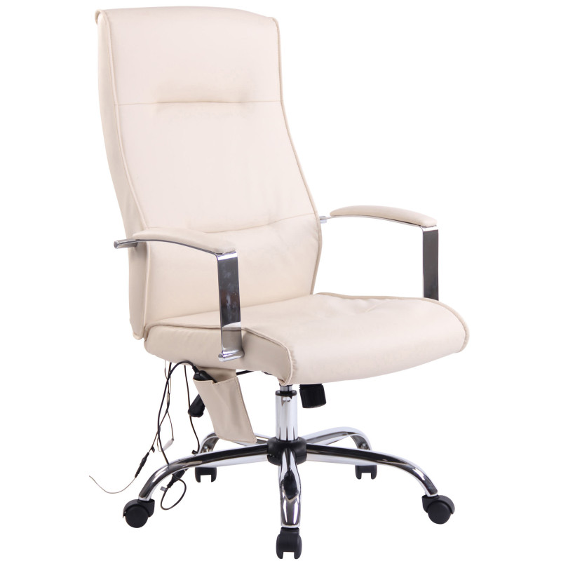 Fauteuil de bureau Portland en similicuir avec fonction massage, couleur crème