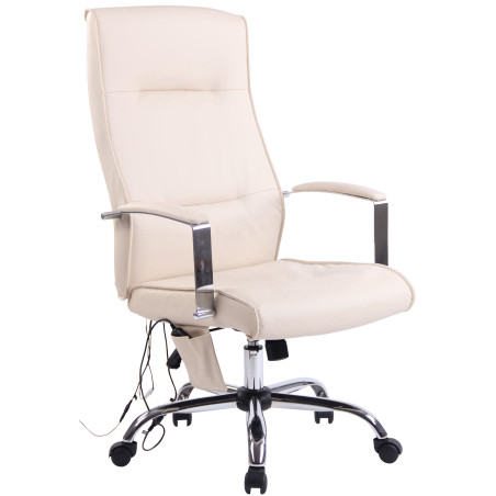 Fauteuil de bureau Portland en similicuir avec fonction massage, couleur cr?me