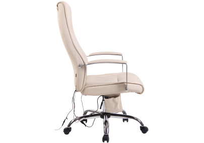 Fauteuil de bureau Portland en similicuir avec fonction massage, couleur crème