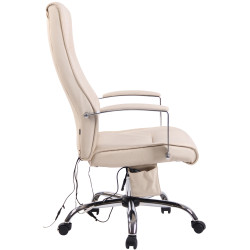 Fauteuil de bureau Portland en similicuir avec fonction massage, couleur crème