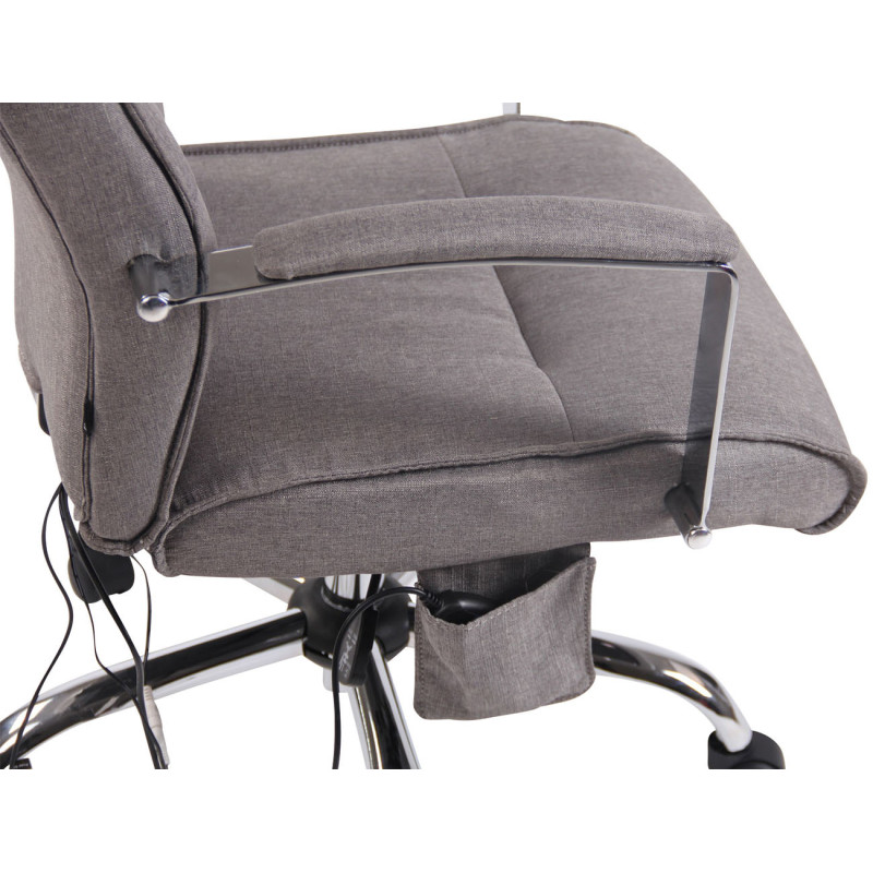 Fauteuil de bureau Portland, tissu avec fonction massage, gris
