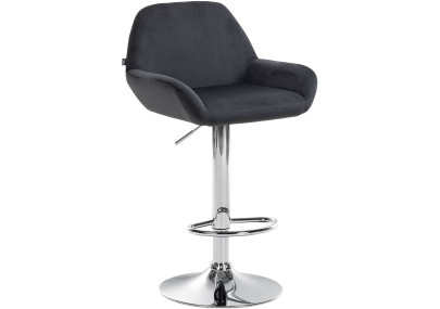 Sgabello Braga in velluto nero,cromo