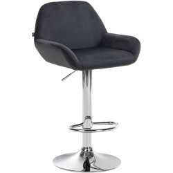 Tabouret de bar Braga, velours, chrome, noir