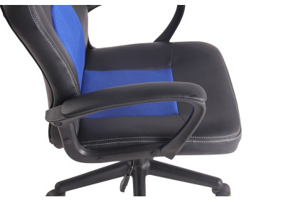 Silla de oficina Elbing en Cuero PU Negro/azul