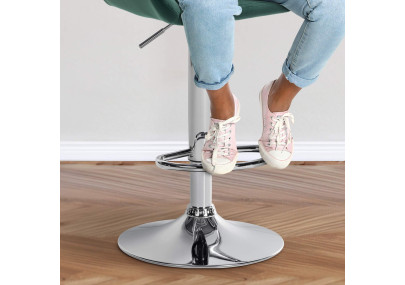 Tabouret de bar Braga, velours, chrome, vert foncé