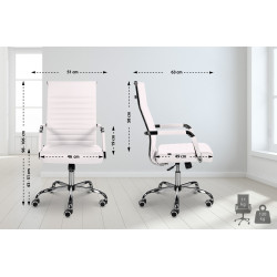 Fauteuil de bureau Amadora, similicuir, blanc