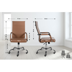 Chaise de bureau Amadora, similicuir, marron clair