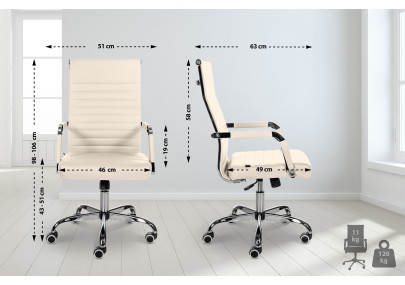 Silla De Oficina Amadora en polipiel o tela Crema,Simil cuero