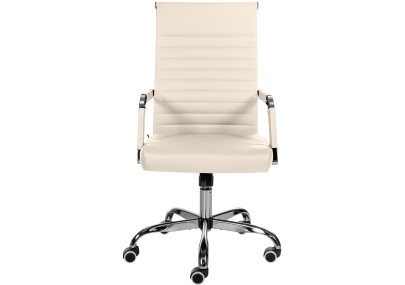 Silla De Oficina Amadora en polipiel o tela Crema,Simil cuero