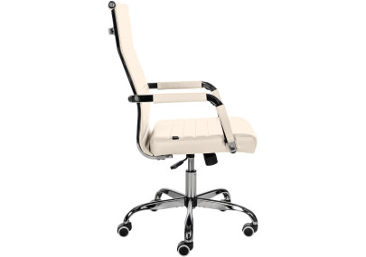 Silla De Oficina Amadora en polipiel o tela Crema,Simil cuero