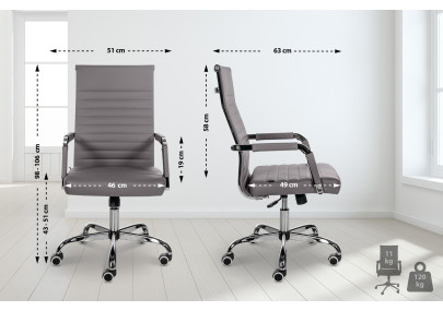 Fauteuil de bureau Amadora en similicuir gris