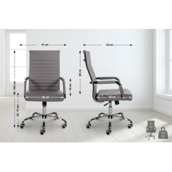 Fauteuil de bureau Amadora en similicuir gris