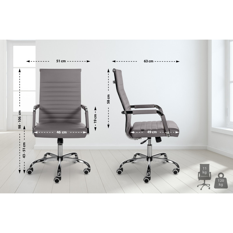 Fauteuil de bureau Amadora en similicuir gris