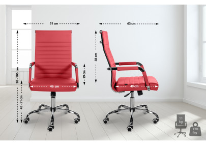 Silla De Oficina Amadora en polipiel o tela Rojo,Simil cuero