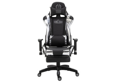 Fauteuil de bureau racing Turbo avec repose-pieds, noir/blanc brillant