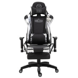 Fauteuil de bureau racing Turbo avec repose-pieds, noir/blanc brillant