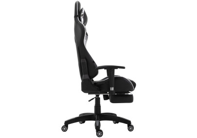 Fauteuil de bureau racing Turbo avec repose-pieds, noir/blanc brillant