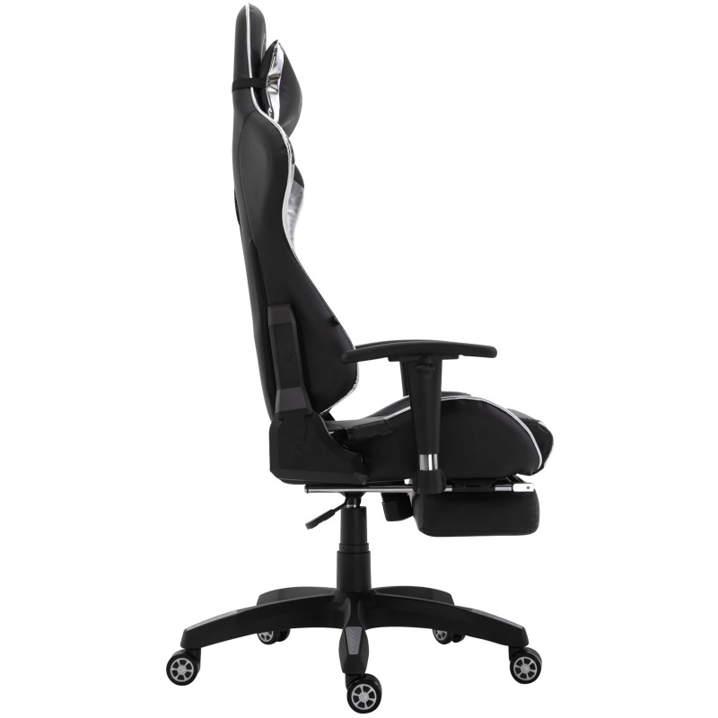 Fauteuil de bureau racing Turbo avec repose-pieds, noir/blanc brillant