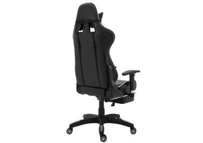 Fauteuil de bureau racing Turbo avec repose-pieds, noir/blanc brillant