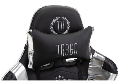 Fauteuil de bureau racing Turbo avec repose-pieds, noir/blanc brillant