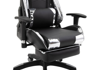 Fauteuil de bureau racing Turbo avec repose-pieds, noir/blanc brillant
