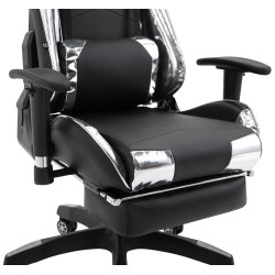 Fauteuil de bureau racing Turbo avec repose-pieds, noir/blanc brillant