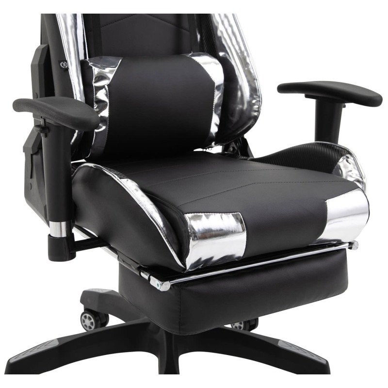 Fauteuil de bureau racing Turbo avec repose-pieds, noir/blanc brillant