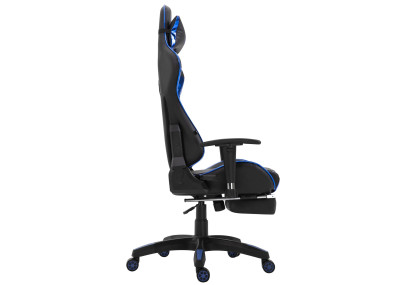 Fauteuil de bureau racing Turbo avec repose-pieds, noir/bleu brillant