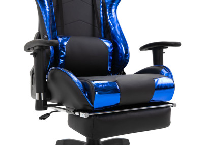 Fauteuil de bureau racing Turbo avec repose-pieds, noir/bleu brillant