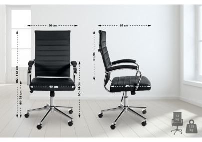 Silla de oficina Mollis de cuero auténtico Negro