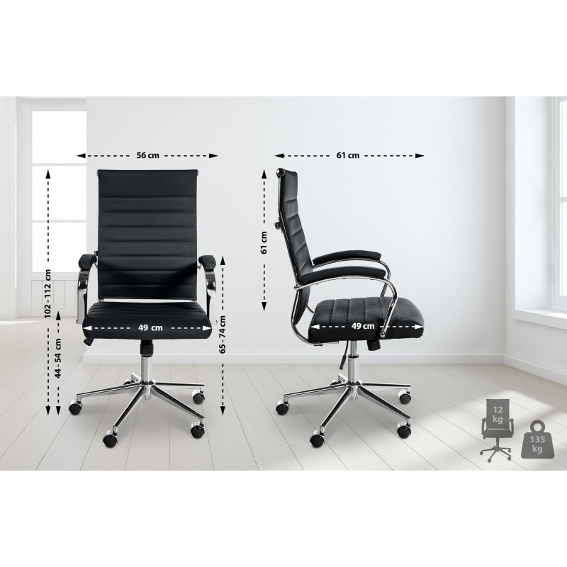 Silla de oficina Mollis de cuero auténtico Negro