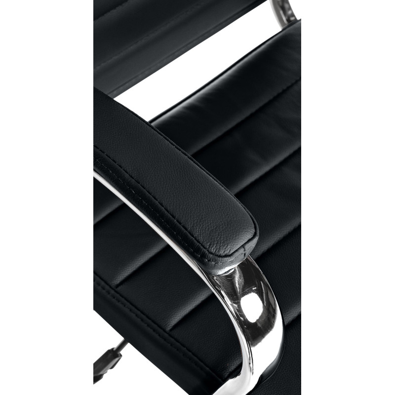 Fauteuil de bureau Mollis en cuir véritable noir