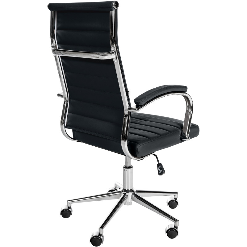 Fauteuil de bureau Mollis en cuir véritable noir