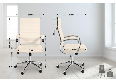 Fauteuil de bureau Mollis en cuir v?ritable cr?me